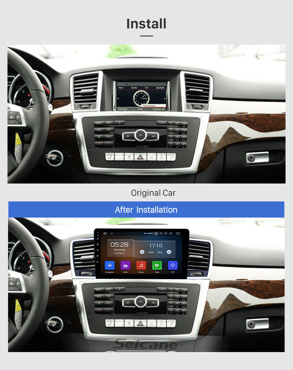 Seicane Android 13.0 para 2014 2015 Mercedes Benz ML Radio Sistema de navegación GPS de 9 pulgadas Bluetooth HD Pantalla táctil USB Carplay compatible con DVR SWC