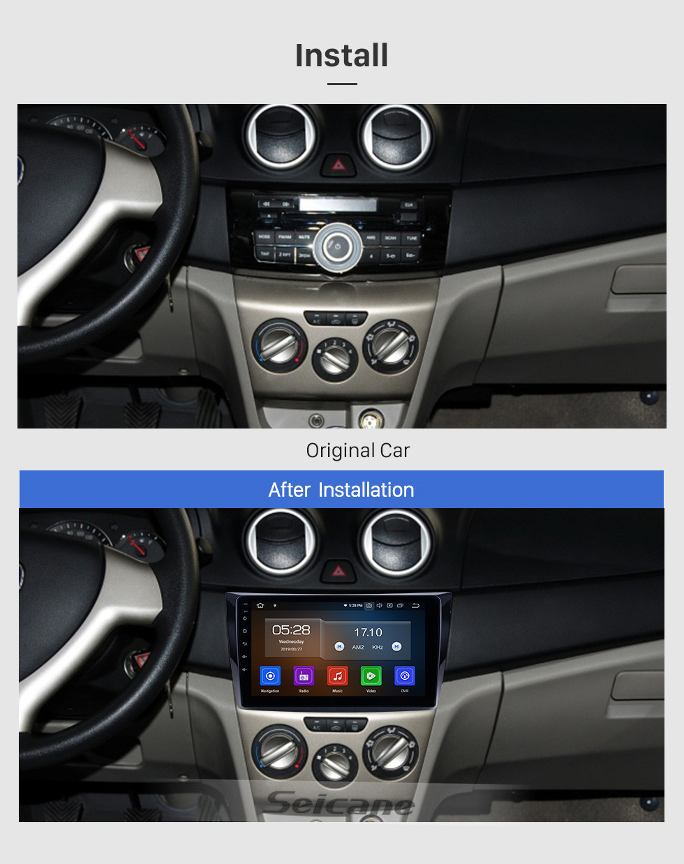 Seicane Für 2011 Changan Alsvin V3 Radio 9 Zoll Android 11.0 HD Touchscreen Bluetooth mit GPS-Navigationssystem Carplay Unterstützung 1080P Video