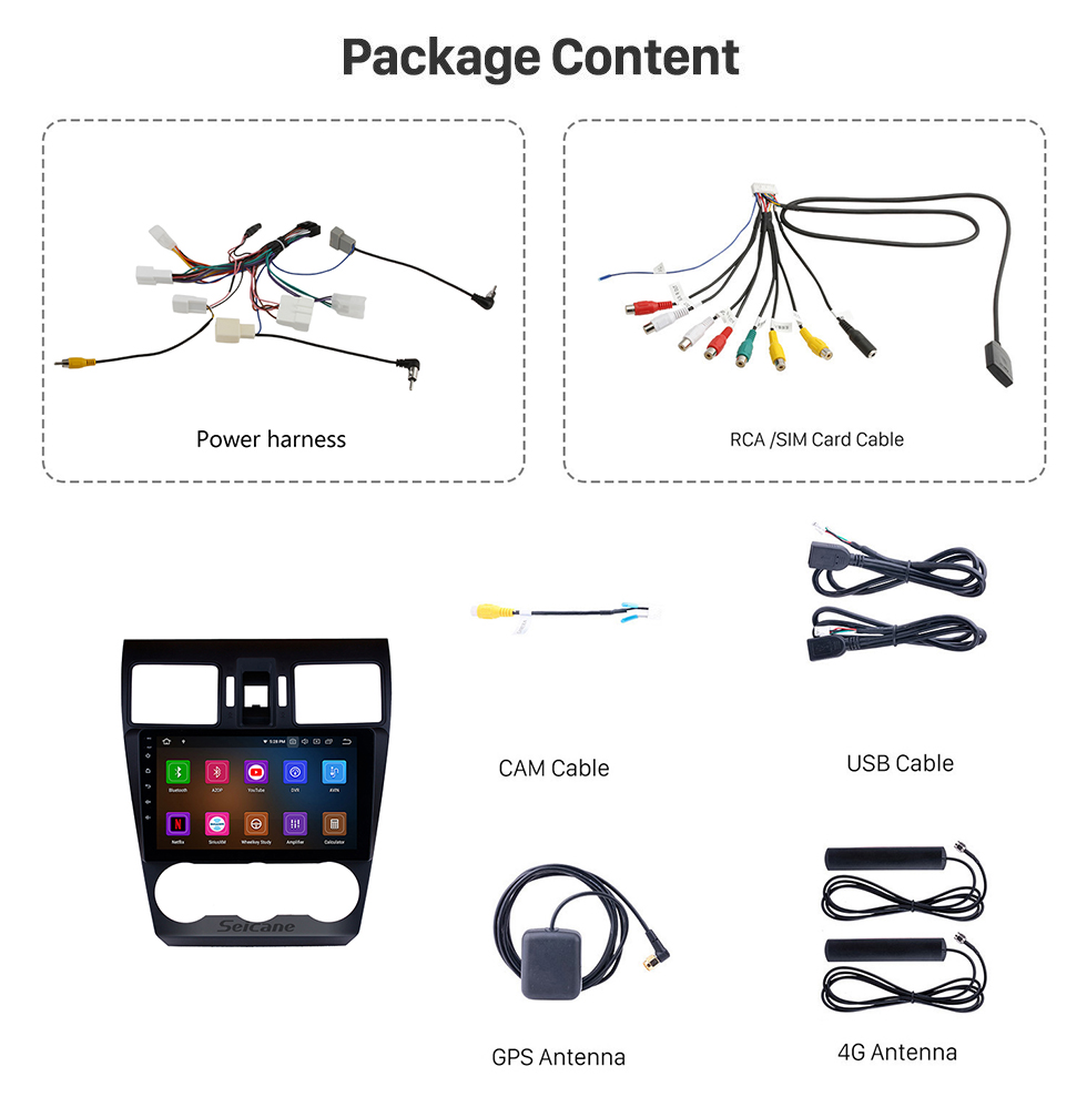 Seicane HD Touchscreen 2014 2015 2016 Subaru Forester Android 13.0 9 Zoll GPS Navigationsradio Bluetooth USB Carplay WIFI Musik AUX Unterstützung TPMS SWC OBD2 Digital TV
