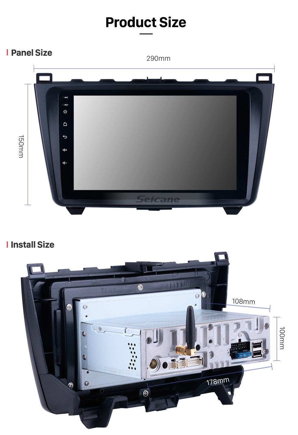 Seicane 10,1 polegadas para 2008-2015 Mazda 6 Rui wing Android 11.0 Sistema de navegação GPS por rádio com link de espelho Bluetooth com tela sensível ao toque completo 1024 * 600 TPMS OBD2 DVR Câmera retrovisor TV carplay
