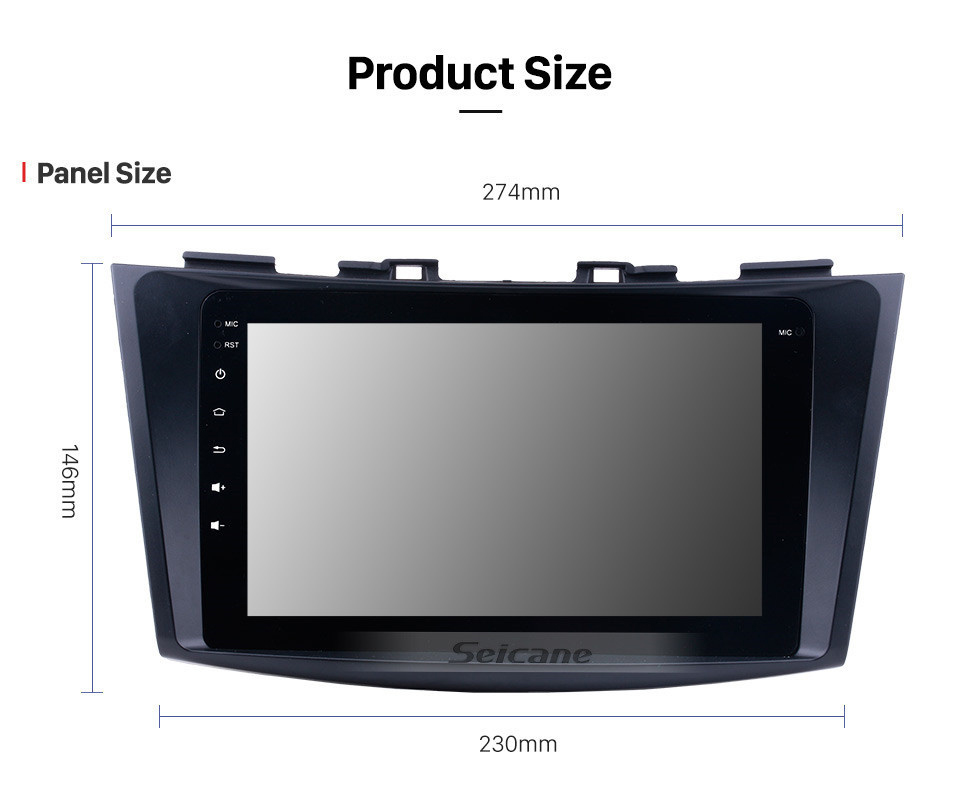 Seicane Android 13.0 Radio Système de navigation GPS pour 2011 2012 2013 Suzuki Swift Ertiga avec lien miroir Écran tactile DVR Caméra de recul TV USB SD WIFI Commande au volant CPU 8 cœurs HD 1080P Vidéo OBD2 Bluetooth