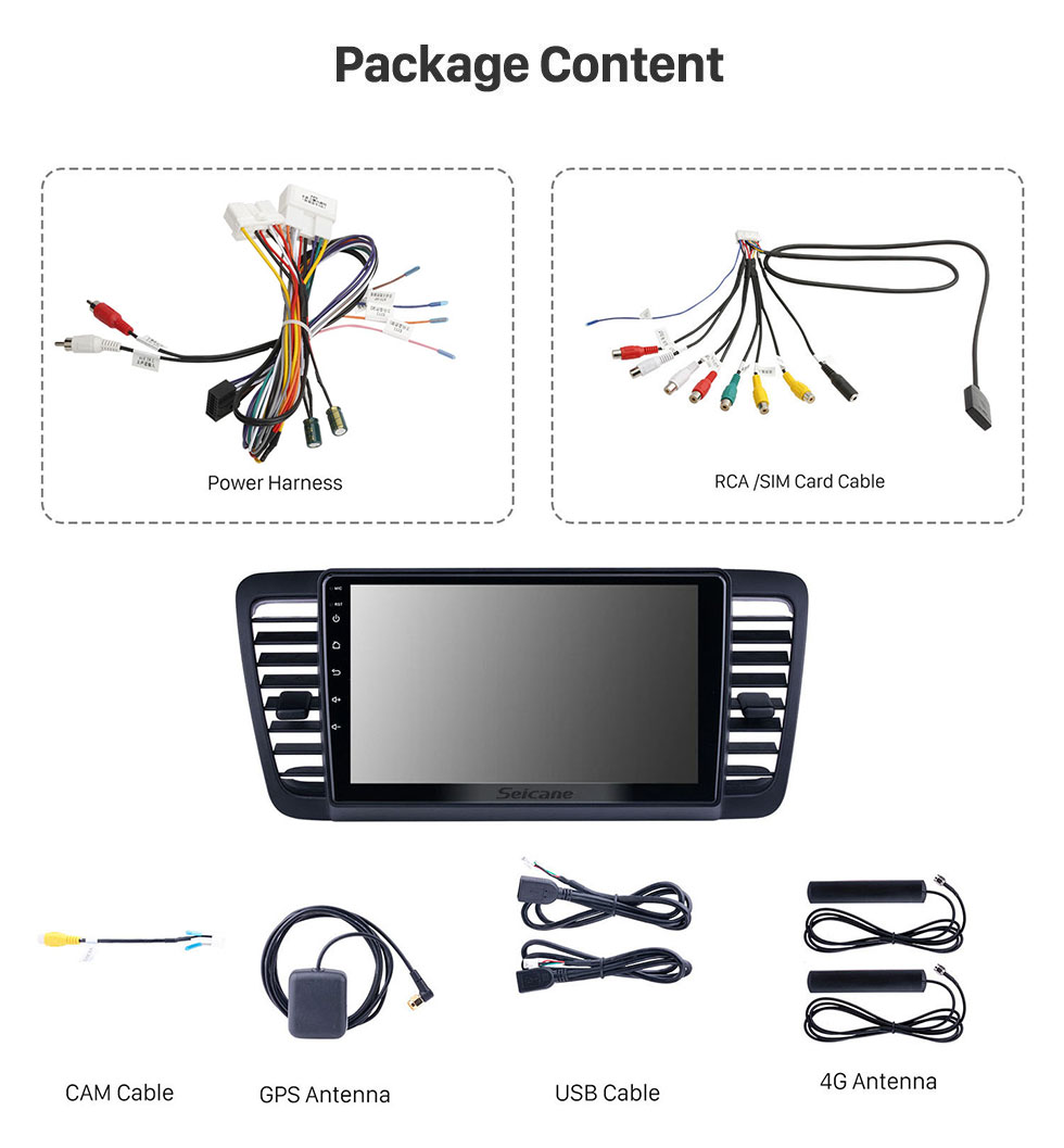 Seicane Pantalla táctil HD de 9 pulgadas para 2004 2005 2006-2009 Subaru Legacy / Liberty Radio Android 13.0 Sistema de navegación GPS Bluetooth Carplay compatible con DSP TPMS