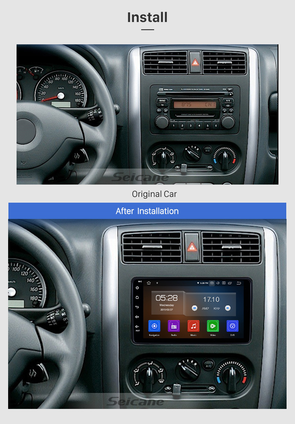 Seicane Android 11.0 2007-2012 Suzuki Jimny 7 Inch HD Touchscreen Car Stereo Radio Head Unit GPS Navigation Bluetooth WIFI Music Support Steering Wheel Control USB OBD2 Rearview Camera Seicane Android 11.0 2007-2012 Suzuki Jimny 7 Inch HD Touchscreen Car Stereo Radio Head Unit GPS Navigation Bluetooth WIFI Music Support Steering Wheel Control USB OBD2 Rearview Camera