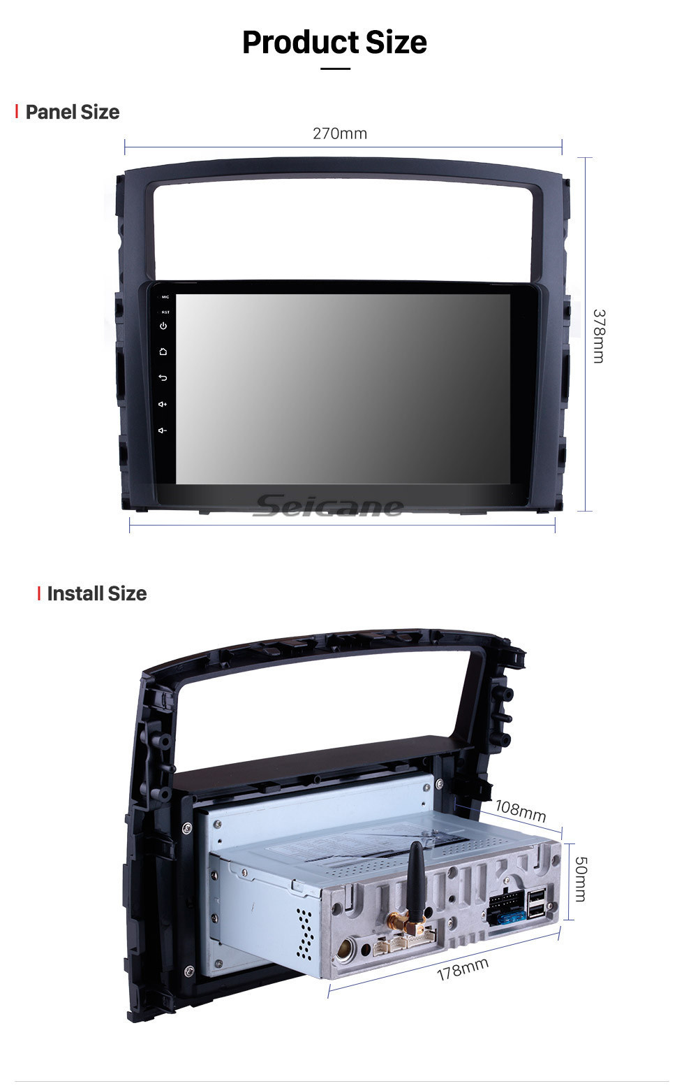 Seicane 9 polegadas Android 11.0 HD Touch Screen Rádio Sistema de Navegação GPS para 2006-2017 MITSUBISHI PAJERO V97 / V93 Suporte Bluetooth USB 3G / 4G WIFI OBD2 Espelho Link Câmera Retrovisor