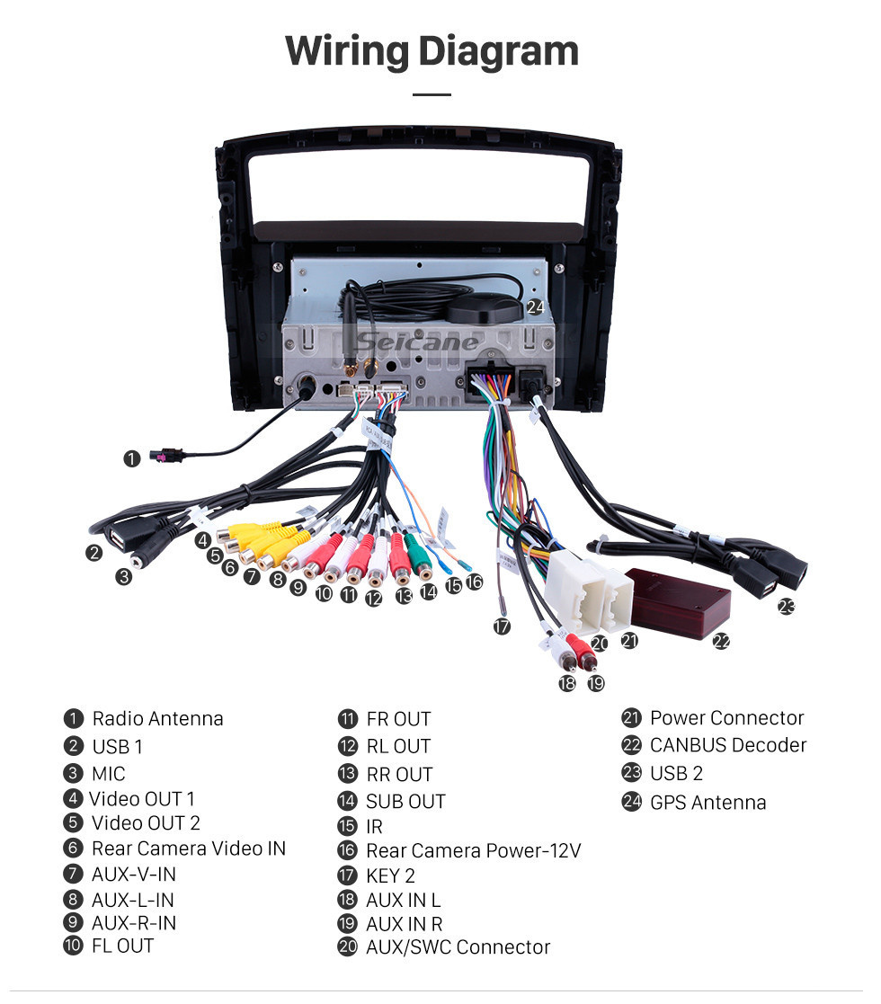 Seicane 9 pulgadas Android 11.0 HD Pantalla táctil Radio Sistema de navegación GPS para 2006-2017 MITSUBISHI PAJERO V97 / V93 Soporte Bluetooth USB 3G / 4G WIFI OBD2 Cámara de espejo retrovisor