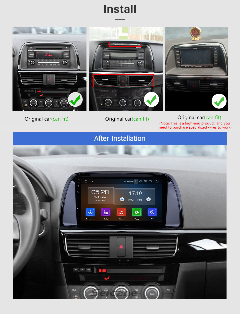 Seicane 2012-2015 Mazda CX-5 tela sensível ao toque android 12.0 sistema de navegação gps com wifi 4g bluetooth suporte de música câmera de backup controle de volante