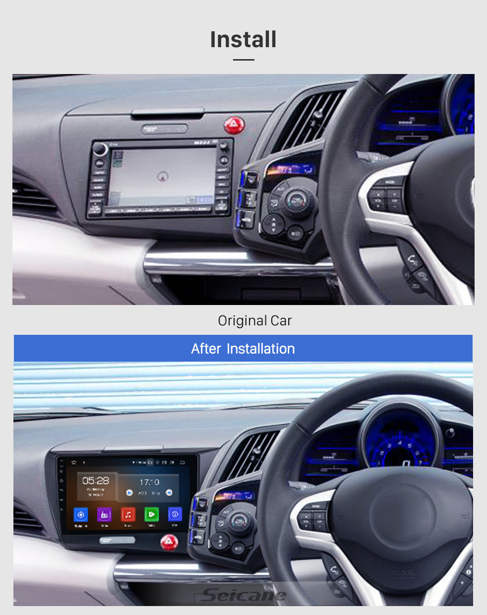 Seicane For 2010 Honda CRZ RHD Radio Android 10.0 HD Touchscreen 9 inch with AUX Bluetooth GPS Navigation System Carplay support 1080P Video Seicane For 2010 Honda CRZ RHD Radio Android 10.0 HD Touchscreen 9 inch with AUX Bluetooth GPS Navigation System Carplay support 1080P Video