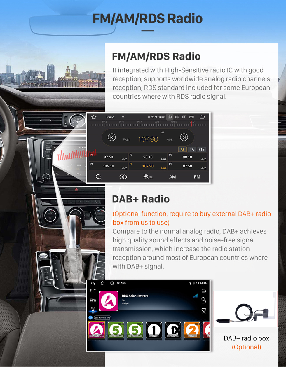 Seicane Android 11.0 para 2006 Toyota Wish Radio Sistema de navegación GPS de 10.1 pulgadas Bluetooth HD Pantalla táctil Carplay compatible con DSP SWC