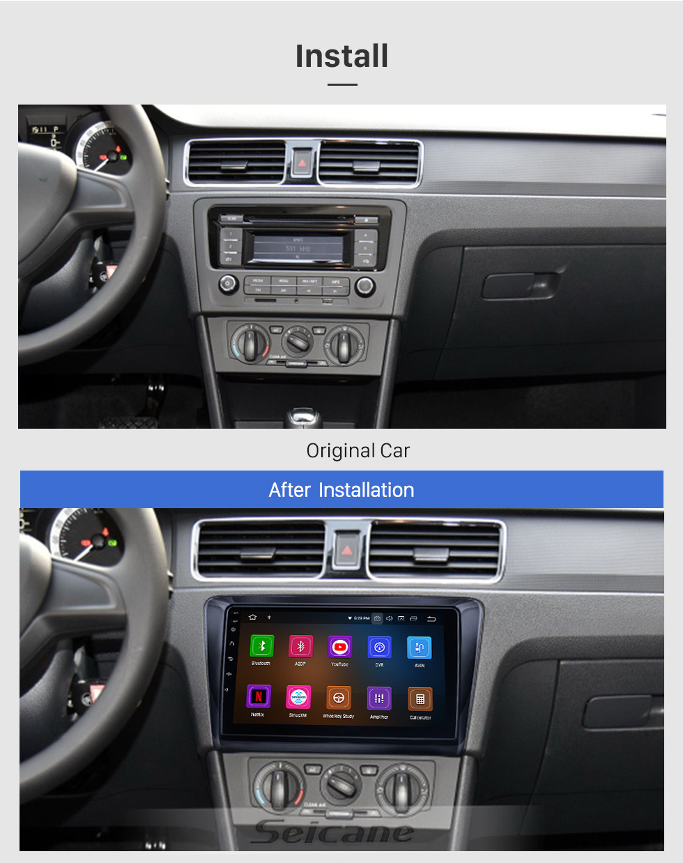 Seicane OEM Android 11.0 for 2017 Skoda Rapid Radio with Bluetooth 9 inch HD Touchscreen GPS Navigation System Carplay support DSP