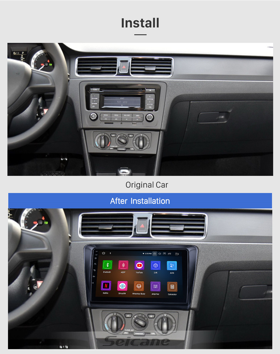 Seicane OEM Android 11.0 für 2017 Skoda Rapid Radio mit Bluetooth 9 Zoll HD Touchscreen GPS-Navigationssystem Carplay-Unterstützung DSP