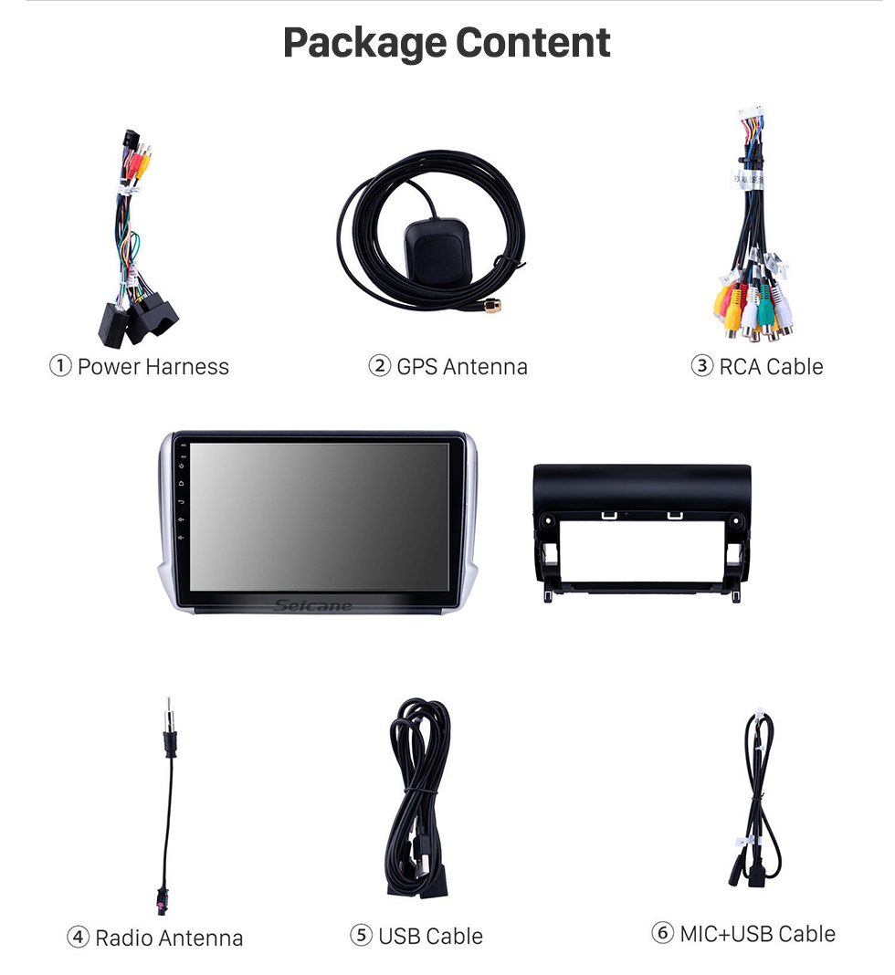 Seicane Для 2014 Peugeot 2008 Радио Android 11.0 HD с сенсорным экраном 10,1 дюйма с AUX Bluetooth GPS-навигатором Поддержка Carplay 1080P видео