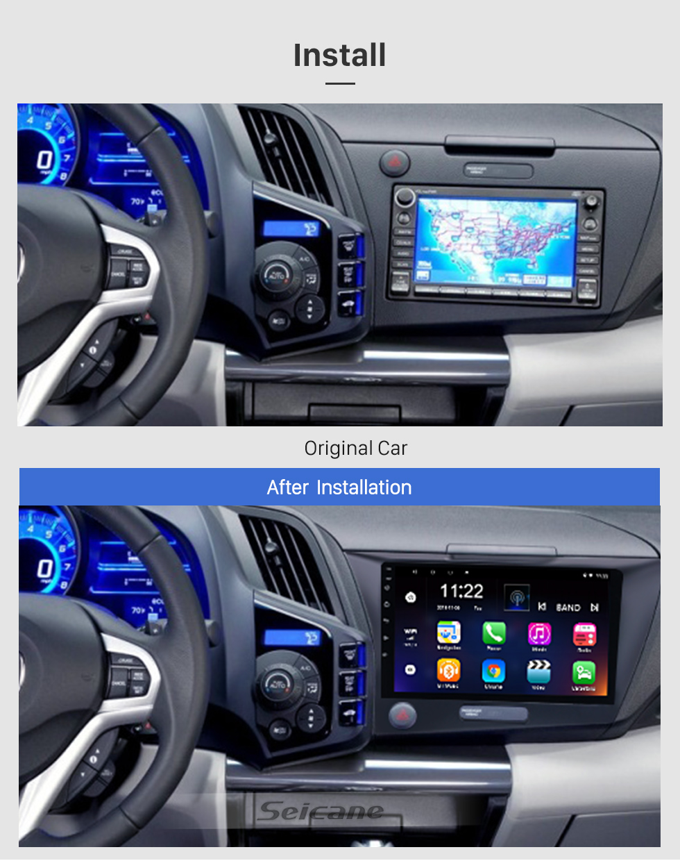 Seicane HD Touchscreen 9 inch Android 13.0 for 2010 Honda CRZ Radio GPS Navigation System with Bluetooth Carplay Seicane HD Touchscreen 9 inch Android 13.0 for 2010 Honda CRZ Radio GPS Navigation System with Bluetooth Carplay