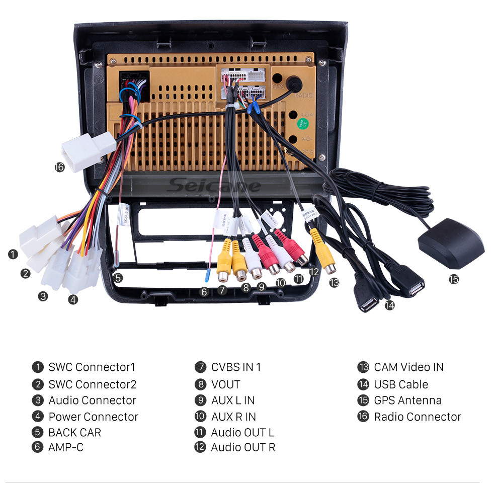 Seicane 9-дюймовый Android 10.0 для 2003 2004-2007 гг. Toyota Alphard Radio GPS навигационная система с сенсорным экраном HD Поддержка Bluetooth Carplay OBD2