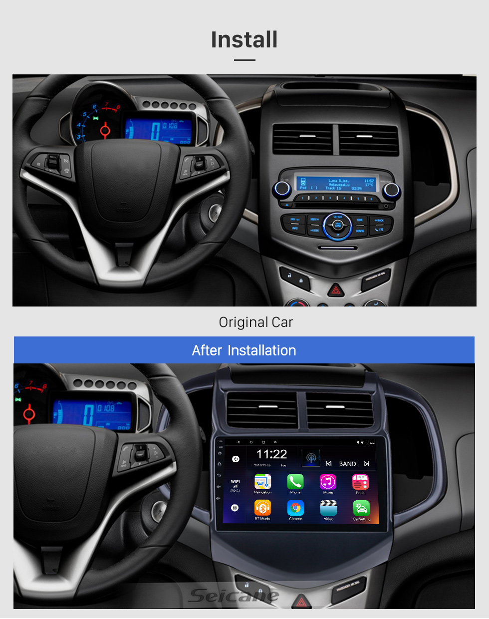 Seicane Écran tactile HD 9 pouces pour 2018 Honda Elysion Radio Android 10.0 Système de navigation GPS avec prise en charge Bluetooth Carplay