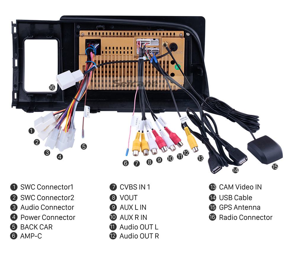 Seicane 10.1 pulgadas Android 13.0 para 2006 Toyota Wish Radio Sistema de navegación GPS con pantalla táctil HD Soporte Bluetooth Carplay OBD2