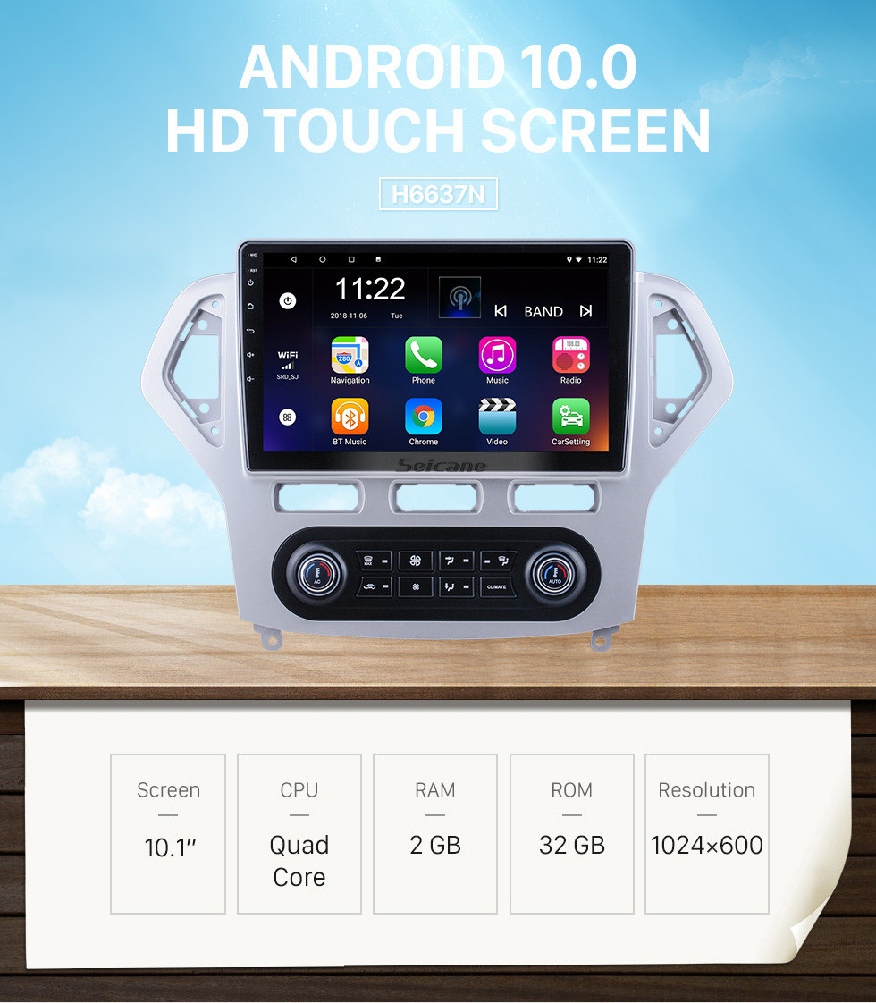 Seicane Android 10.0 HD Touchscreen 10.1 inch for 2007 2008 2009 2010 Ford Mondeo Auto A/C Radio GPS Navigation System with Bluetooth support Carplay Seicane Android 10.0 HD Touchscreen 10.1 inch for 2007 2008 2009 2010 Ford Mondeo Auto A/C Radio GPS Navigation System with Bluetooth support Carplay