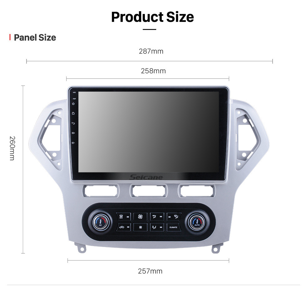 Seicane Android 10.0 HD Touchscreen 10.1 inch for 2007 2008 2009 2010 Ford Mondeo Auto A/C Radio GPS Navigation System with Bluetooth support Carplay