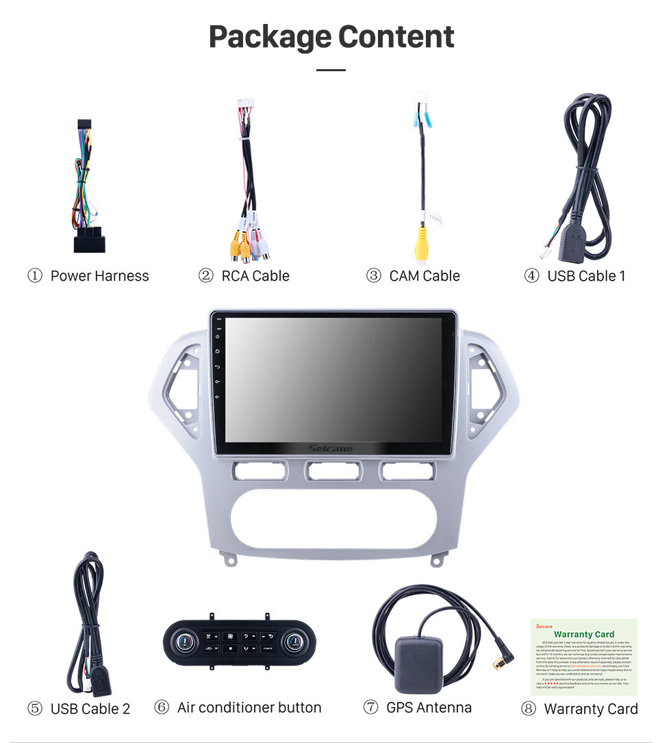 Seicane Android 10.0 HD Touchscreen 10,1 Zoll für 2007 2008 2009 2010 Ford Mondeo Auto A / C Radio GPS Navigationssystem mit Bluetooth-Unterstützung Carplay