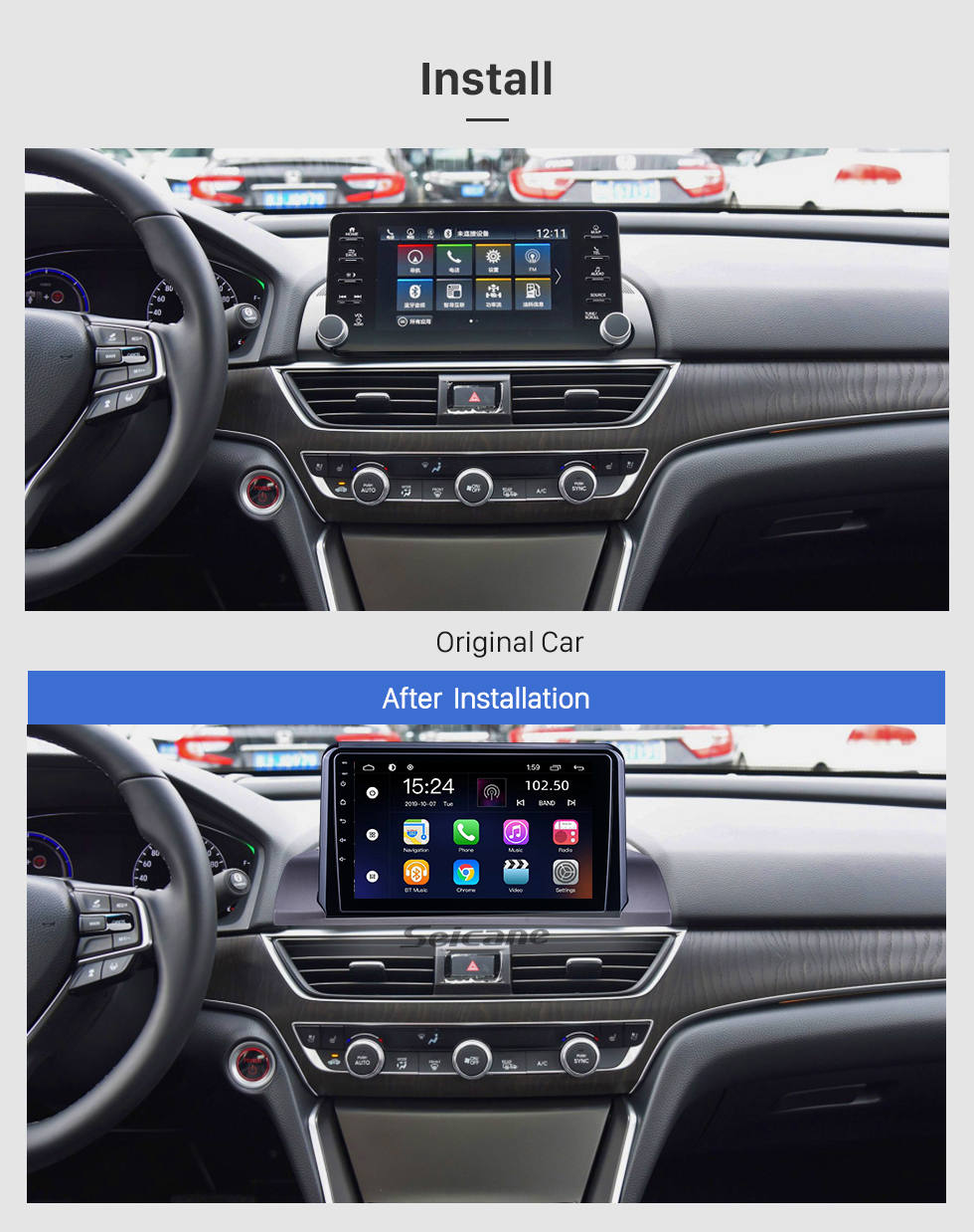Seicane Для 2018 Honda Accord Radio Android 10.0 HD с сенсорным экраном 9-дюймовый GPS-навигатор с поддержкой WIFI Bluetooth Carplay DVR Seicane Для 2018 Honda Accord Radio Android 10.0 HD с сенсорным экраном 9-дюймовый GPS-навигатор с поддержкой WIFI Bluetooth Carplay DVR