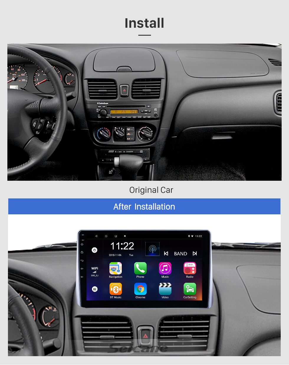 Seicane 10.1 inch Android 10.0 for 2001 2002 2003-2006 Nissan Sentra Radio GPS Navigation System With HD Touchscreen Bluetooth support Carplay