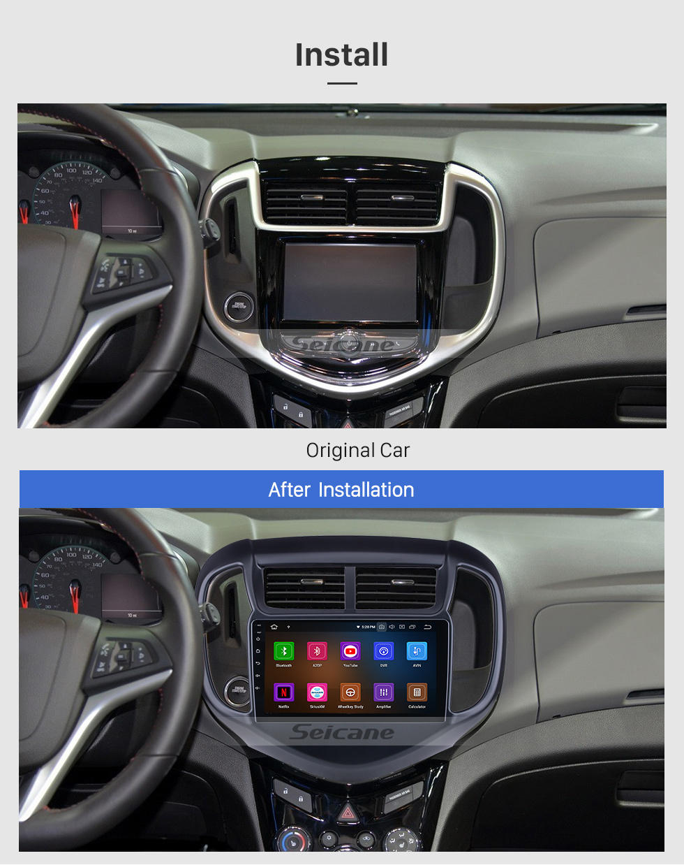 Seicane OEM Android 10.0 for 2016 Chevy Chevrolet Aveo Radio with Bluetooth 9 inch HD Touchscreen GPS Navigation System Carplay support DSP