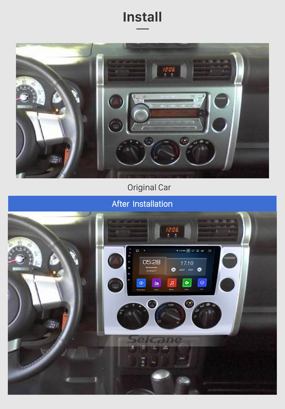 Seicane 9 Zoll 2007-2018 Toyota FJ CRUISER Android 11.0 HD Touchscreen GPS-Navigationssystem Auto Stereo Bluetooth Unterstützung 3G / 4G WIFI Lenkradsteuerung Vedio Carplay DVR