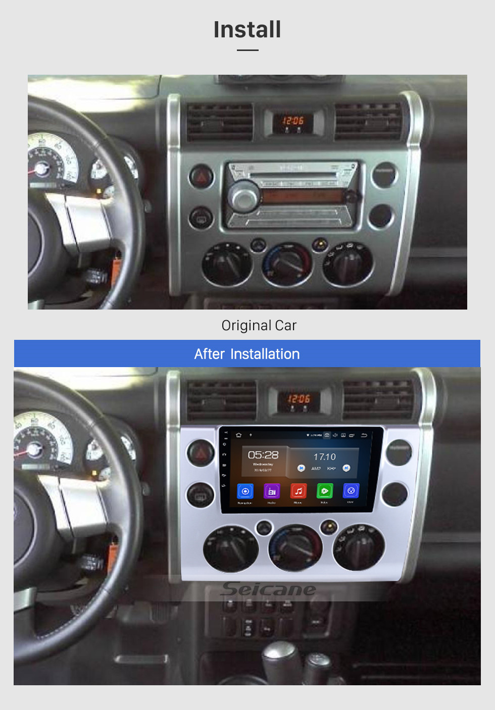 Seicane 9 polegadas 2007-2018 Toyota FJ CRUISER Android 11.0 HD Touchscreen Sistema de navegação GPS auto estéreo Bluetooth Suporte 3G / 4G WIFI Controle do volante Vedio Carplay DVR