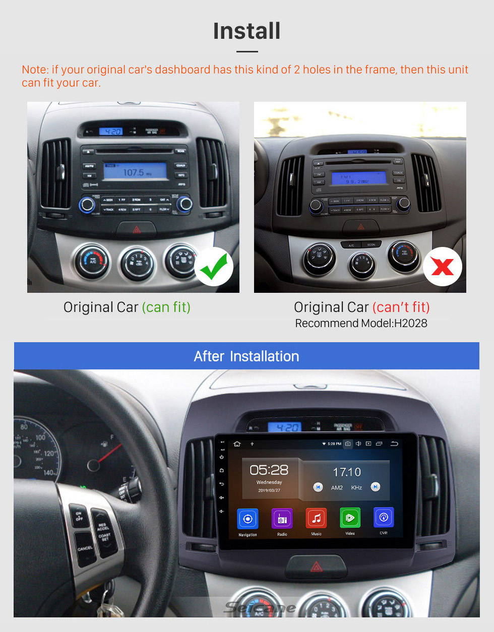 Seicane Andriod 11.0 HD Touchscreen 9 Zoll 2007-2011 Hyundai Elantra Autoradio GPS-Navigationssystem mit Bluetooth-Unterstützung DVR Lenkradsteuerung Carplay