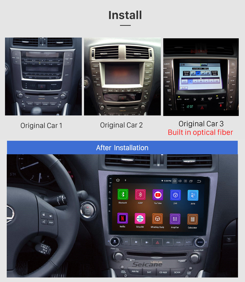 Seicane Android 11.0 para 2005-2010 Lexus IS250 IS300 IS200 IS220 IS350 Rádio Sistema de navegação GPS de 10,1 polegadas com Bluetooth HD Touchscreen Carplay suporte SWC