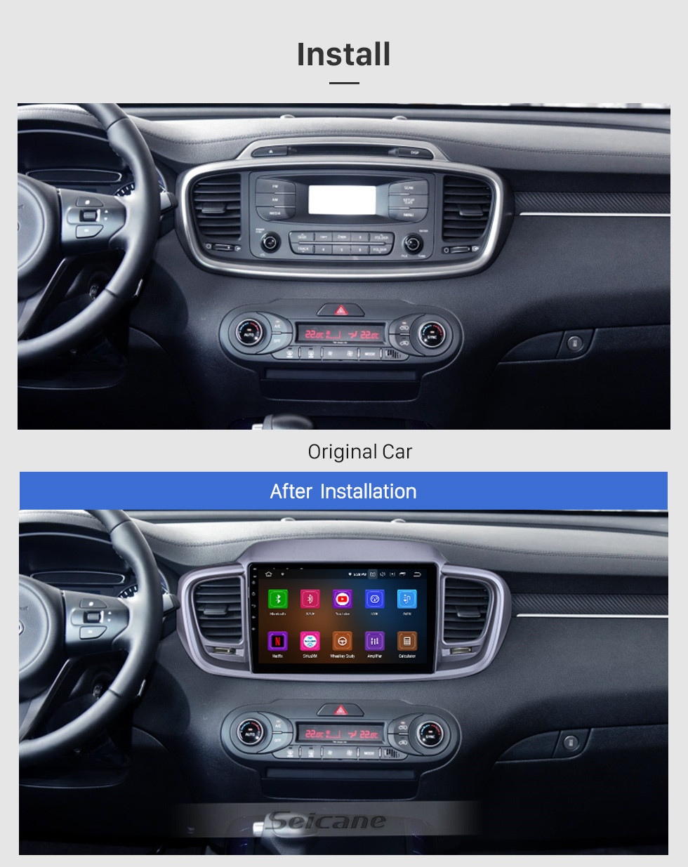 Seicane Android 11.0 Pour 2015 Kia Sorento RHD Radio 10.1 pouces Système de navigation GPS Bluetooth HD Écran tactile Carplay support SWC