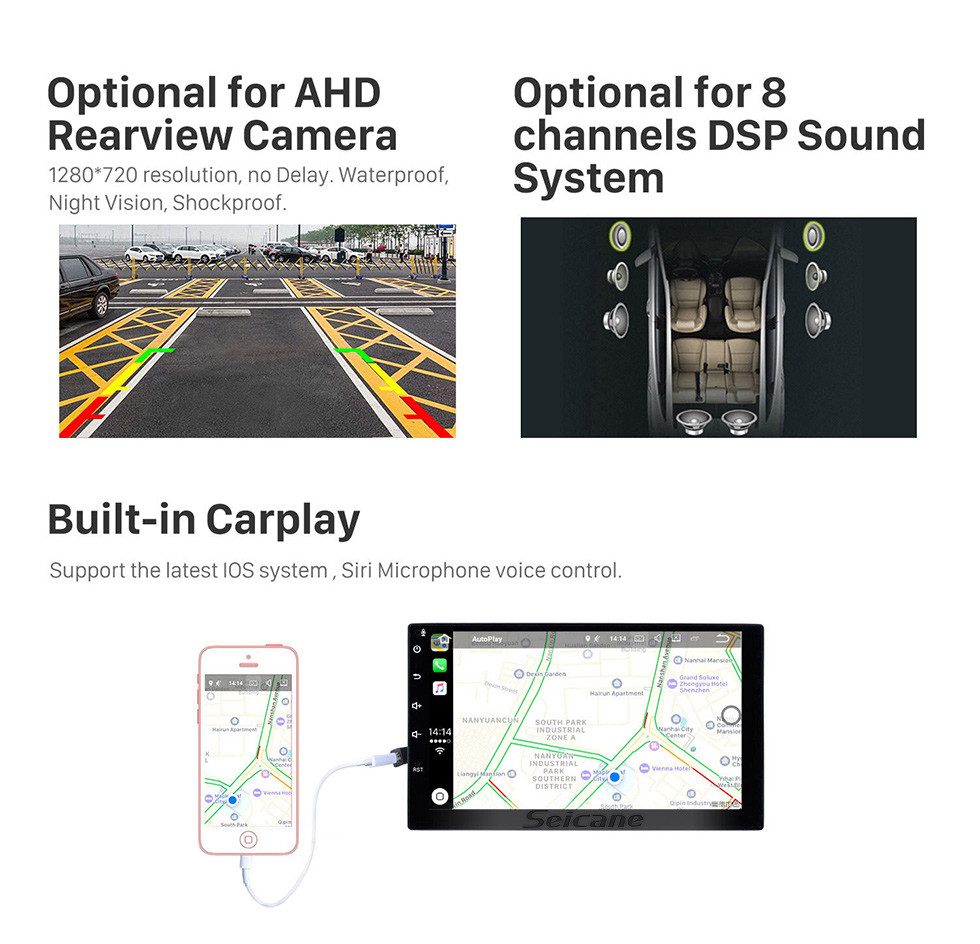 Seicane 9 Zoll Für 2011 Mazda 8 Radio Android 11.0 GPS-Navigationssystem mit USB HD Touchscreen Bluetooth Carplay Unterstützung OBD2 DSP