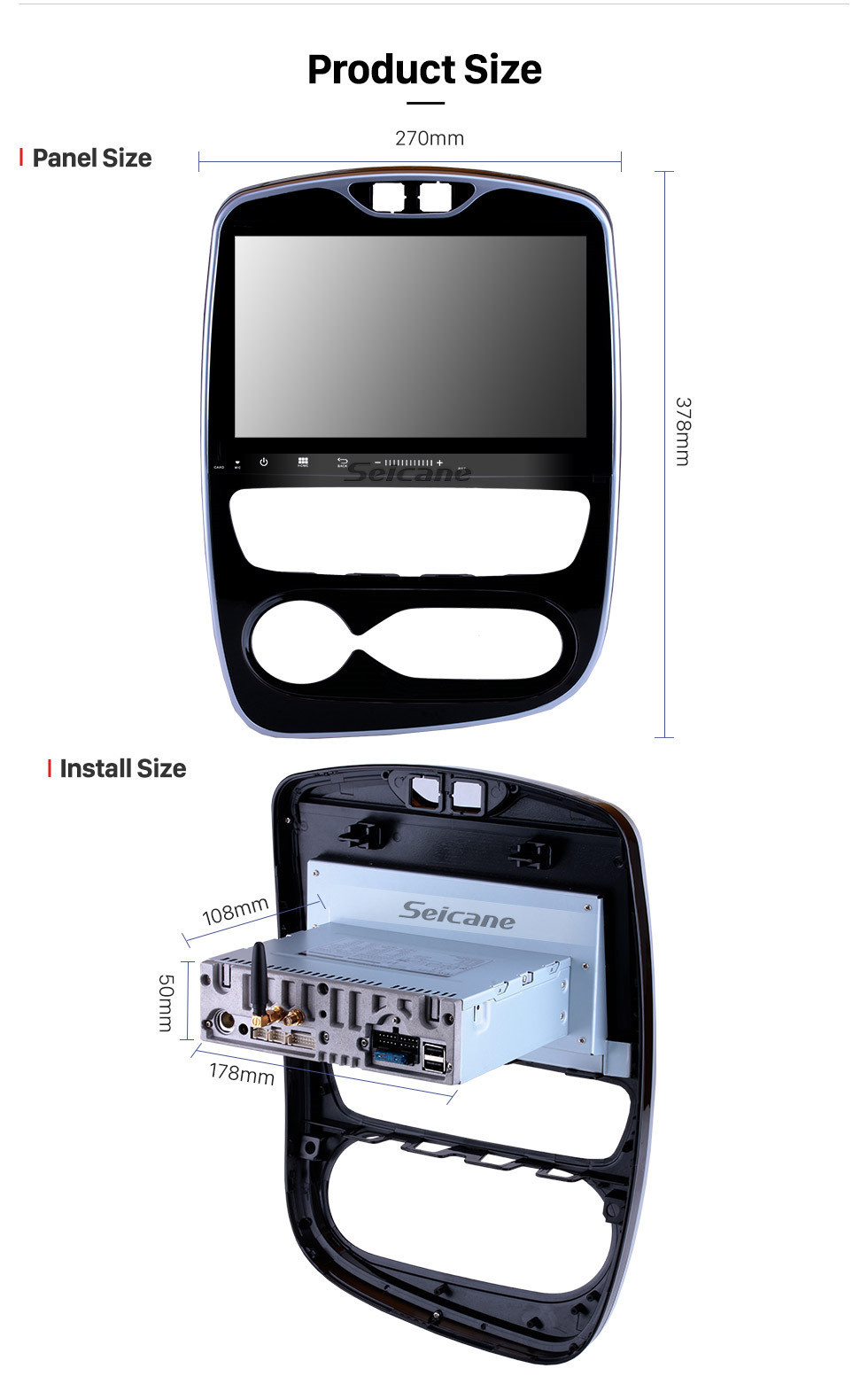 Seicane 10,1-дюймовый Android 11.0 GPS-навигатор для Renault Clio Digital / Analog (AT) 2016-2018 Bluetooth Wifi HD с сенсорным экраном Поддержка Carplay DAB + OBD2