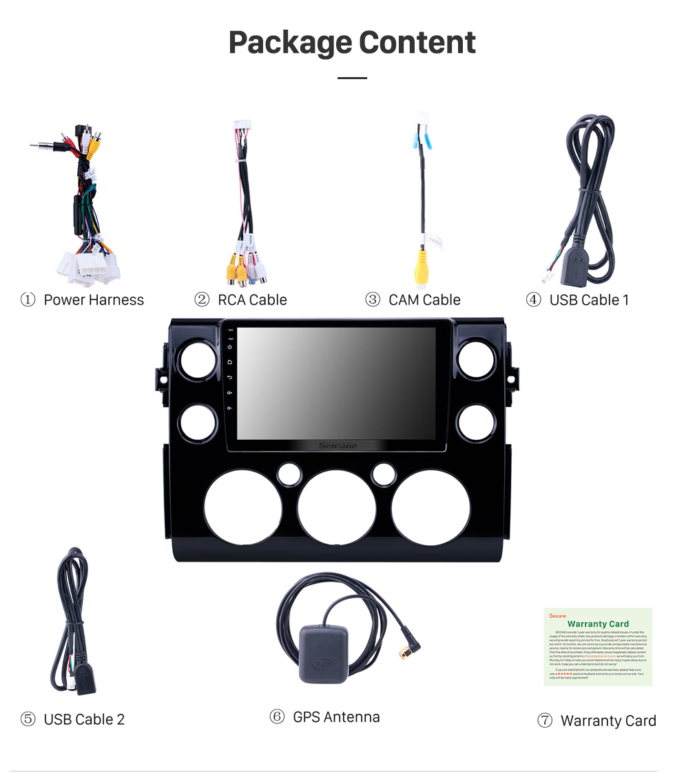 Seicane Android 10.0 HD Pantalla táctil de 9 pulgadas para 2007-2018 Toyota FJ CRUISER Radio Sistema de navegación GPS con soporte Bluetooth Cámara trasera Carplay