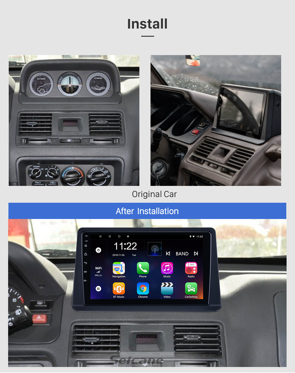 Seicane 9 polegadas Android 10.0 para 2002-2014 Mitsubishi Pajero Gen2 Rádio Sistema de Navegação GPS Com HD Touchscreen Suporte Bluetooth Carplay OBD2