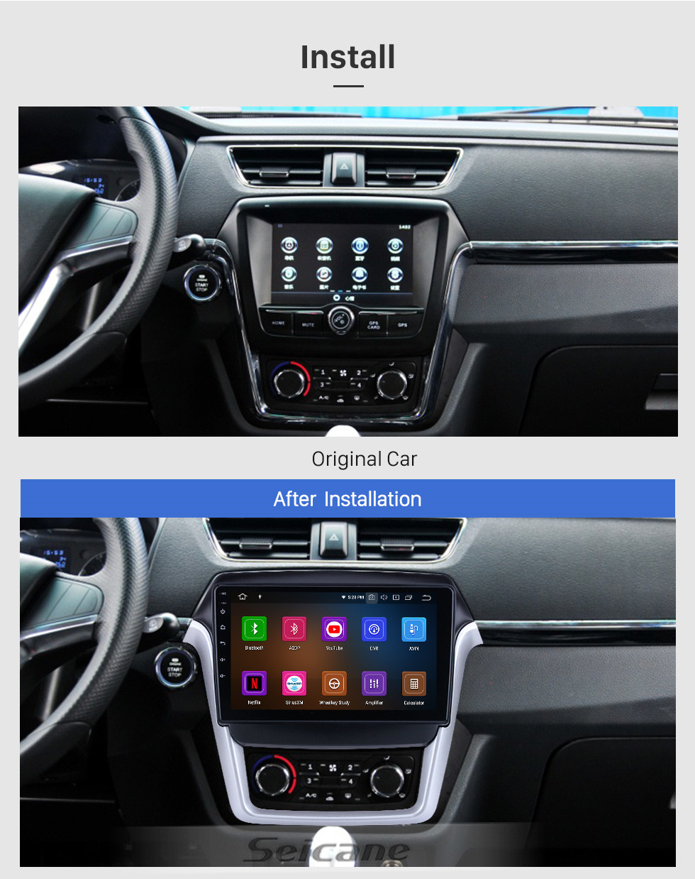 Seicane Android 11.0 pour 2016 Jinbei X30 Radio 9 pouces système de navigation GPS avec Bluetooth HD écran tactile Carplay support DSP