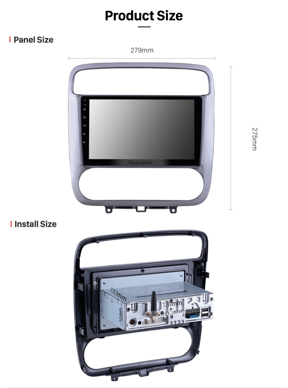 Seicane OEM Android 11.0 para 2001-2004 Honda Stream Radio com Bluetooth 9 polegadas HD Touchscreen Sistema de Navegação GPS Suporte Carplay DSP