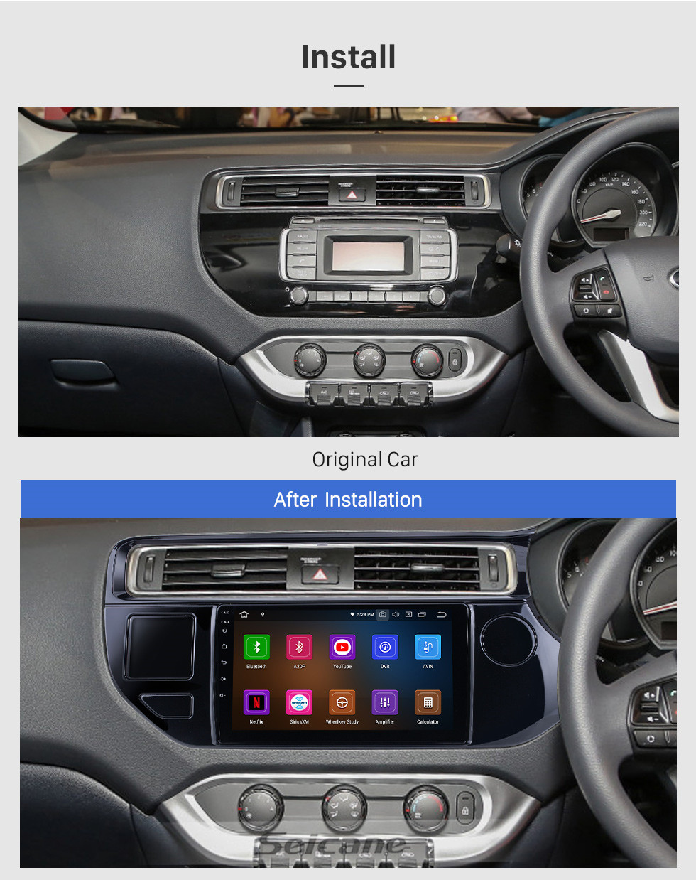 Seicane Android 11.0 para 2015 Kia K3 / RIO RHD Radio Sistema de navegación GPS de 9 pulgadas con pantalla táctil Bluetooth HD Carplay compatible con DSP