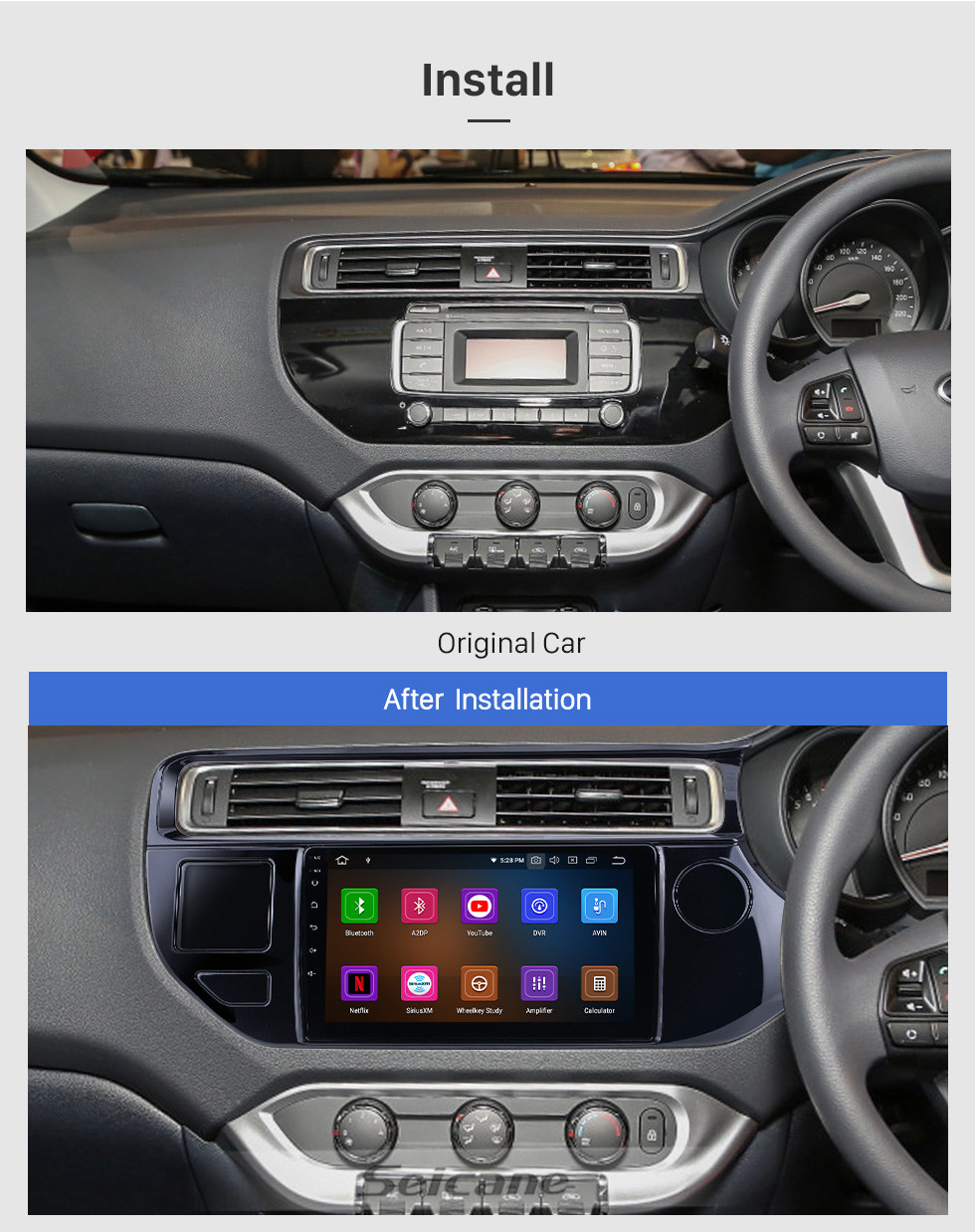 Seicane Android 11.0 Für 2015 Kia K3 / RIO RHD Radio 9-Zoll-GPS-Navigationssystem mit Bluetooth HD Touchscreen Carplay unterstützt DSP Seicane Android 11.0 Für 2015 Kia K3 / RIO RHD Radio 9-Zoll-GPS-Navigationssystem mit Bluetooth HD Touchscreen Carplay unterstützt DSP