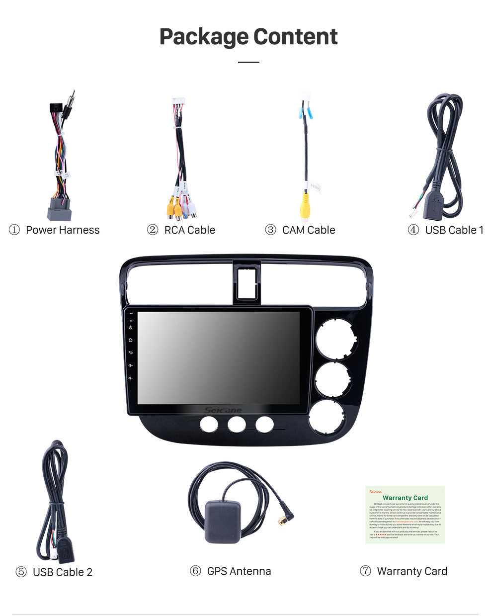 Seicane OEM 9 pouces Android 10.0 pour 2001-2005 Honda Civic RHD Radio A / C manuelle avec Bluetooth HD à écran tactile Système de navigation GPS compatible Carplay DAB +