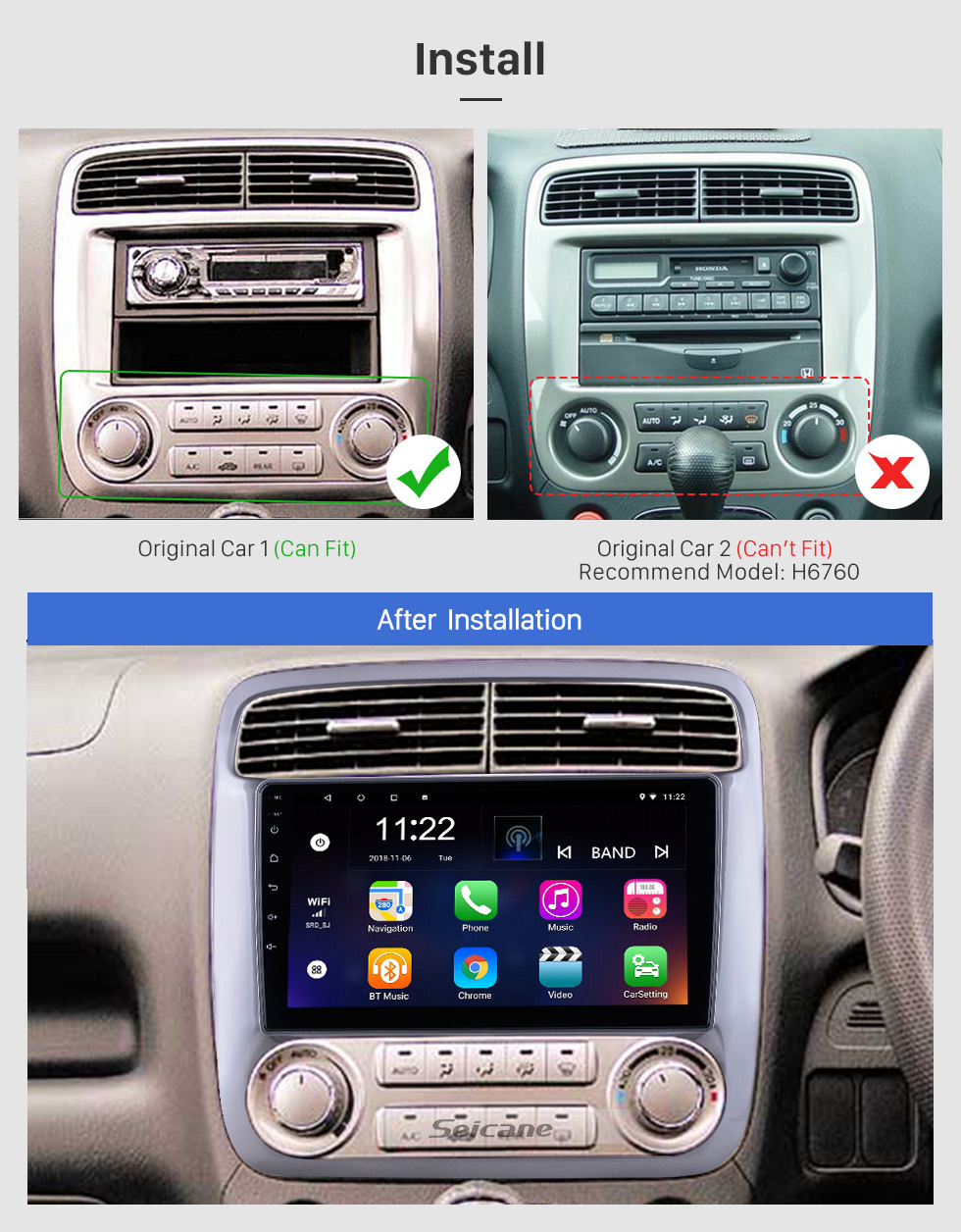 Seicane Para 2001-2004 Honda Stream Radio Android 10.0 HD Touchscreen 9 polegadas Sistema de Navegação GPS com WIFI Bluetooth suporte Carplay DVR