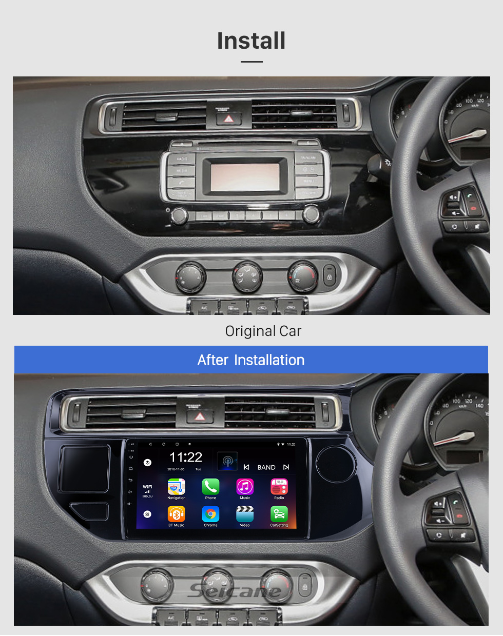 Seicane Android 10.0 de 9 pulgadas para 2015 Kia K3 / RIO RHD Radio Sistema de navegación GPS con pantalla táctil HD Soporte Bluetooth Carplay OBD2