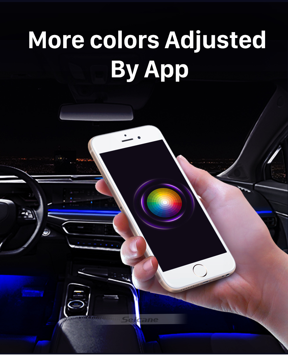 Seicane Chasis de coche Bluetooth Control 4 Pods RGB LED Rock luces para Universal bajo coche con impermeable y anti-corrosión