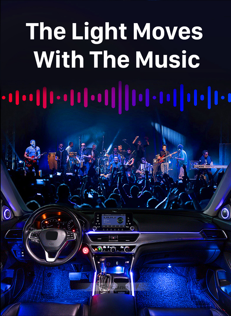 Seicane Chasis de coche Bluetooth Control 4 Pods RGB LED Rock luces para Universal bajo coche con impermeable y anti-corrosión