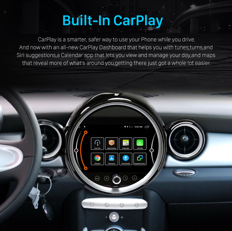 Seicane Écran tactile Bluetooth pour 2007-2010 BMW MINI Cooper R56 R55 R57 R58 R60 R61 Radio Système de navigation GPS avec Carplay DSP 4G Support Caméra de recul DVR