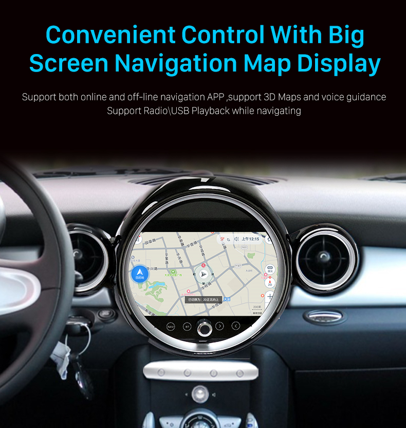 Seicane Écran tactile Bluetooth pour 2007-2010 BMW MINI Cooper R56 R55 R57 R58 R60 R61 Radio Système de navigation GPS avec Carplay DSP 4G Support Caméra de recul DVR