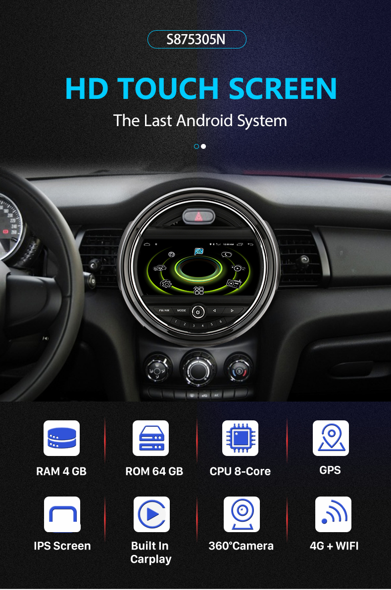 Seicane Radio de coche Android para 2014-2019 BMW MINI Cooper F54 F55 F56 F60 R59 R53 Sistema NBT con DSP 4G Carplay Soporte Bluetooth Música Cámara de visión trasera