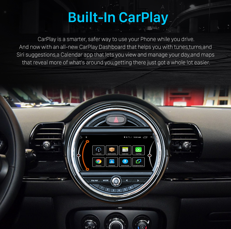 Seicane 9 pouces pour BMW MINI Cooper F54 2017-2019 Système EVO Bluetooth Car Audio avec navigation GPS Carplay DSP Support DVR Caméra 360 °