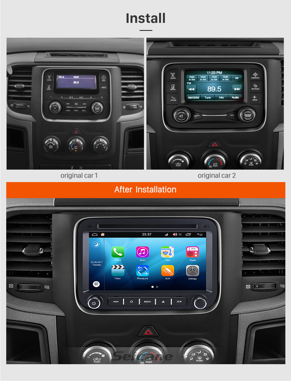 Seicane Android 8.0 2014 2015 2016 Jeep Renegade Replacement Stereo System GPS Radio Navigation 3G WiFi DVD Bluetooth USB SD Seicane Android 8.0 2014 2015 2016 Jeep Renegade Replacement Stereo System GPS Radio Navigation 3G WiFi DVD Bluetooth USB SD