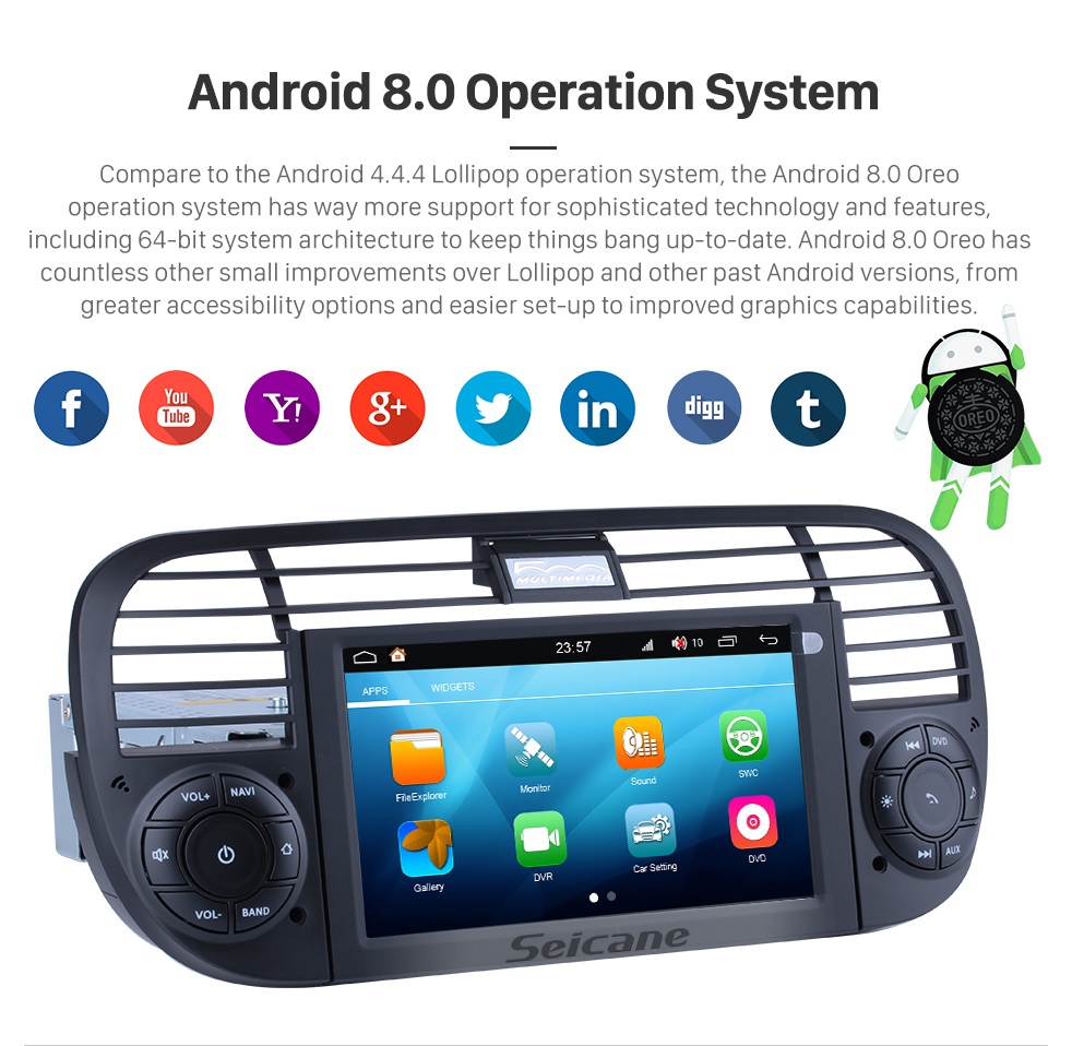 Seicane Android 8.0 GPS Radio DVD player Navigationssystem für 2007-2013 FIAT 500 mit CANBUS OBD2 Bluetooth HD 1024*600 Touch Screen DVR Rückfahr kamera TV Video WIFI Lenkrad-Steuerung USB SD Spiegel-Verbindung Seicane Android 8.0 GPS Radio DVD player Navigationssystem für 2007-2013 FIAT 500 mit CANBUS OBD2 Bluetooth HD 1024*600 Touch Screen DVR Rückfahr kamera TV Video WIFI Lenkrad-Steuerung USB SD Spiegel-Verbindung