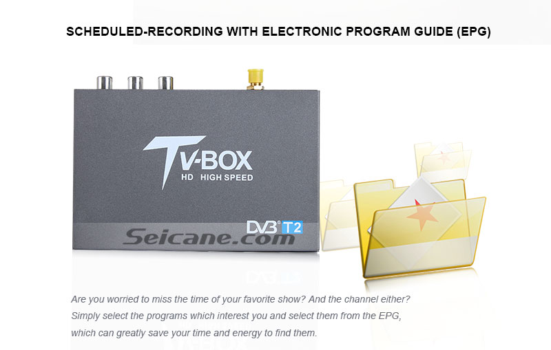 Seicane T337B H.264 (MPEG4) DVB-T2 Receptor de TV programada de gravação com guia de programação eletrônico (EPG)